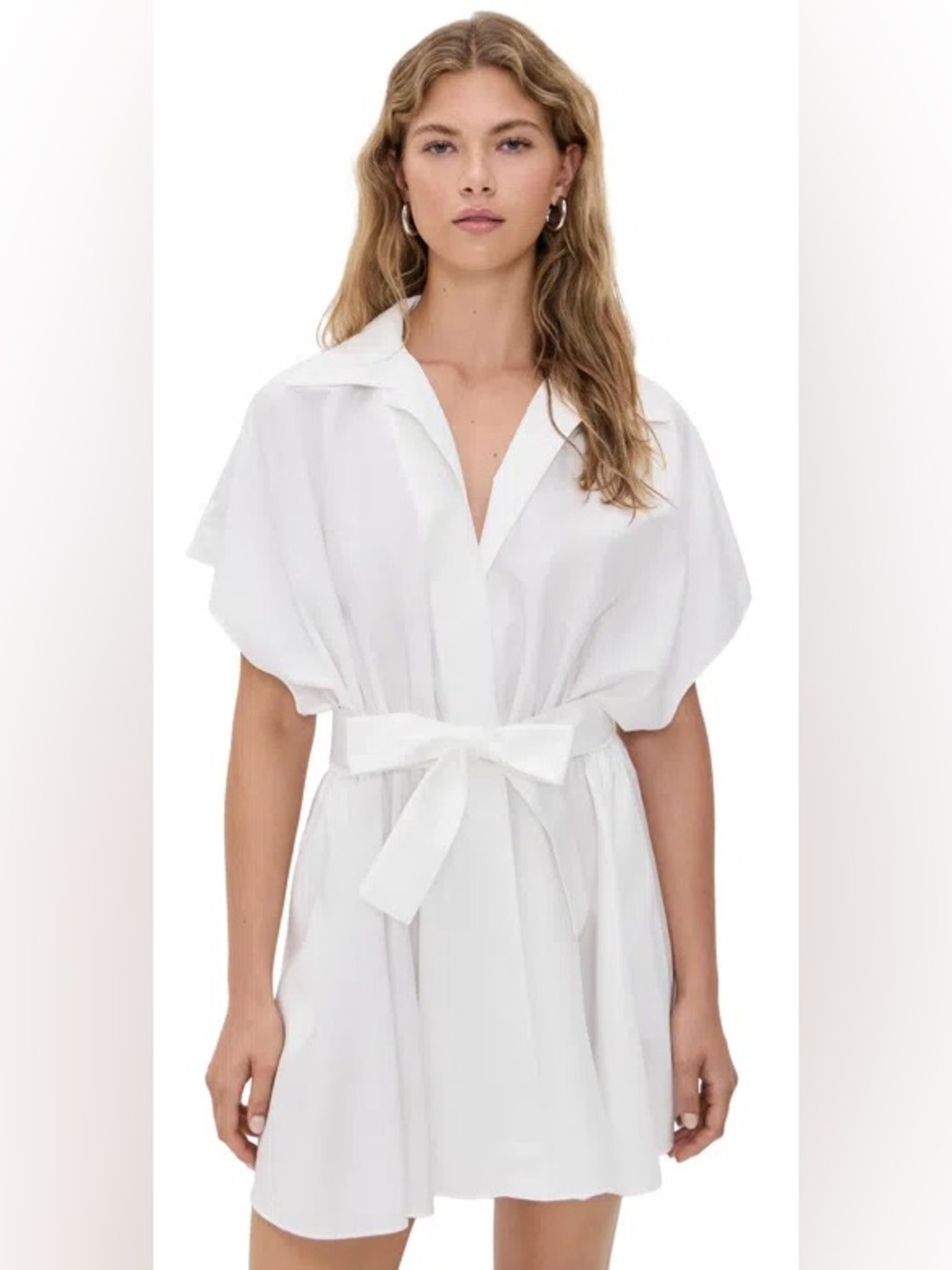 Norma Kamali White Short Sleeve Wrap Mini Dress
